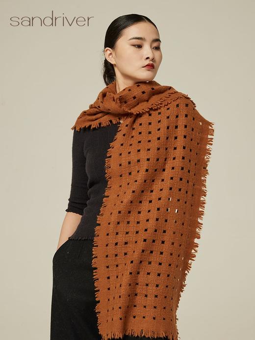 青海玛沁手工氆氇羊绒镂空围巾 SJF94P396W 商品图1