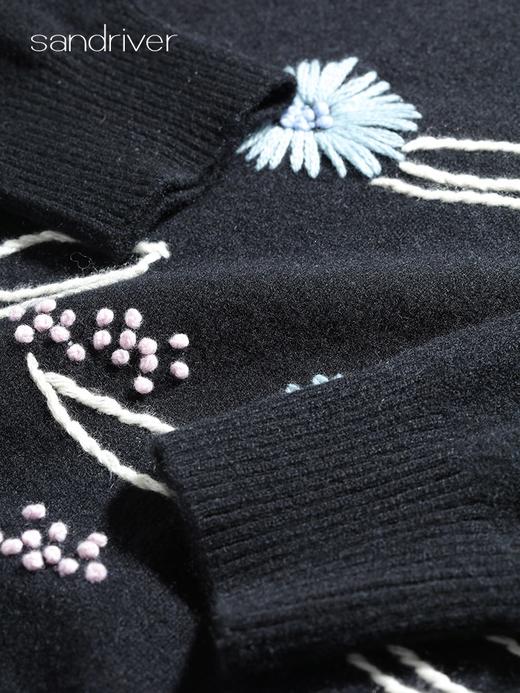 双翻领羊绒刺绣女套衫 SJF94W370C 商品图4