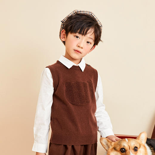 mettekids儿童纯羊绒衫2022春秋新款童装卡通套头毛衣背心针织衫 商品图4