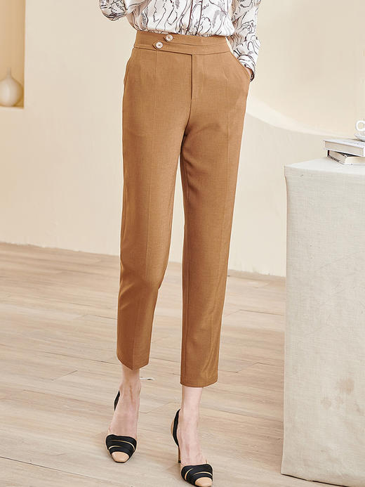 剩L 米思阳2024秋季新款时尚通勤九分休闲裤简约纯色修身铅笔裤女2310 商品图2