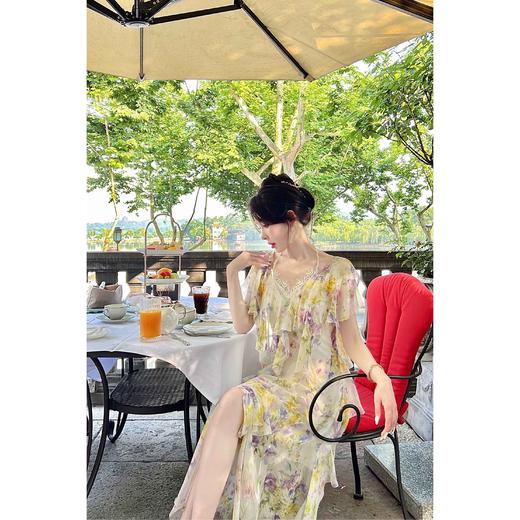 【年终福利，不退不换】  【半夏花海】桑蚕丝印花荷叶边浪漫仙女风连衣裙 商品图3