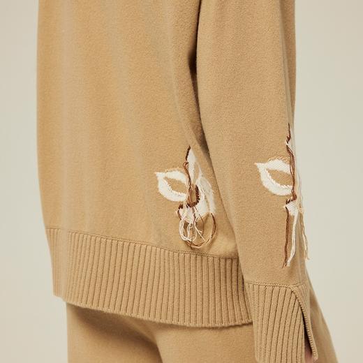 羊绒圆领提花手绣套衫 SJF94W217K 商品图4