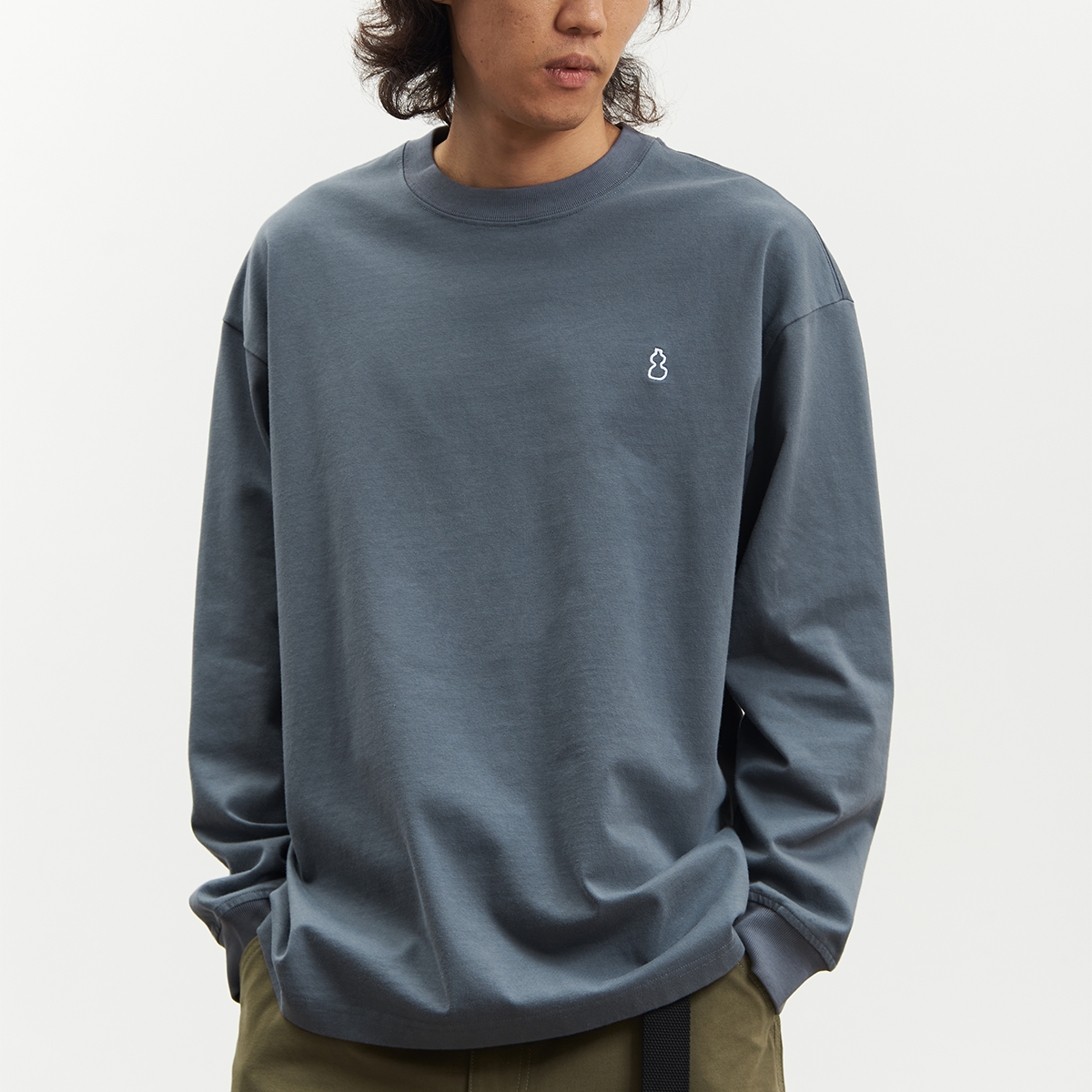 吃茶去chichaqu 重磅刺绣葫芦长袖基础T恤