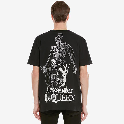 ALEXANDER MCQUEEN 亚历山大.麦昆 男士棉质骷髅图案丝网印花圆领短袖T恤 黑色 710937 QTZ32 0901 商品图2