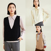 玳莎V领毛衫背心女初秋纯色宽松显瘦外穿无袖套头马甲上衣 CC33001 商品缩略图2
