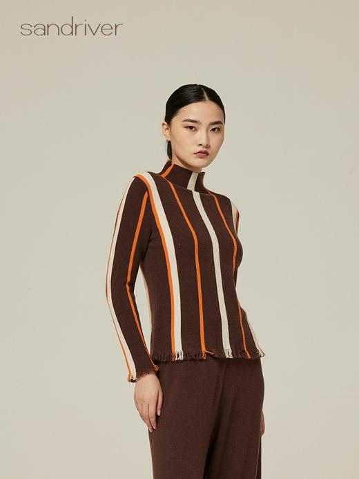 自带领竖撞色羊绒上衣 SJF94W363A 商品图2