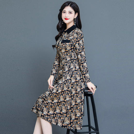 YWE 227843时尚印花连衣裙大码显瘦a字裙 商品图0