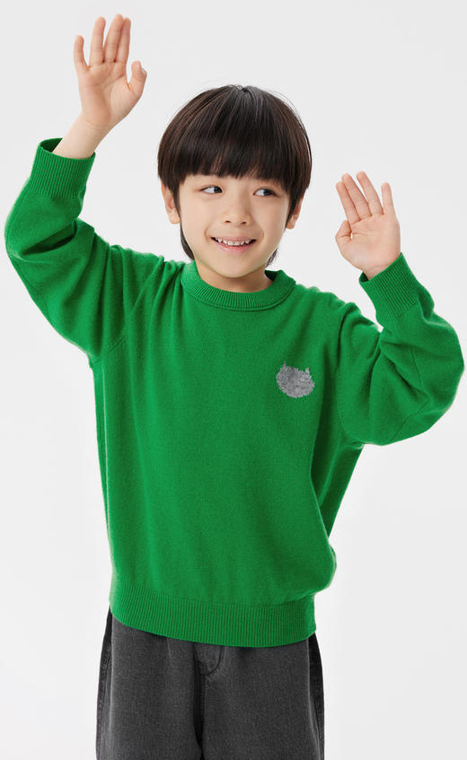 江南布衣童  22年秋款   宽松长袖套头羊绒衫  1M9311600 商品图5