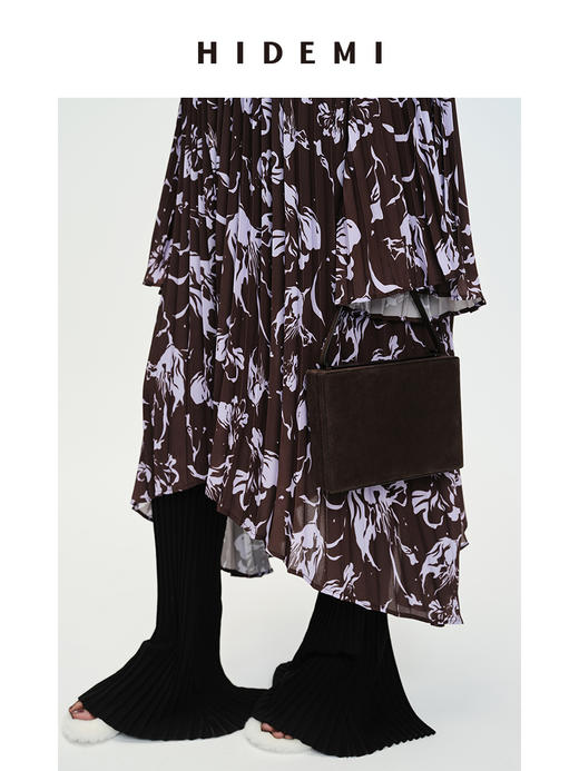 HIDEMI “我们做印花”系列限定棕紫色花卉三件套 连衣裙/衬衫/半裙 商品图8
