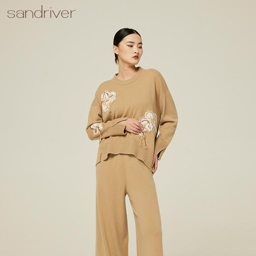 羊绒圆领提花手绣套衫 SJF94W217K 商品图0