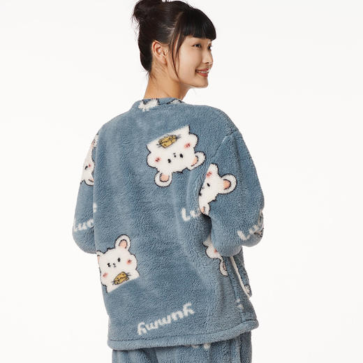 都市丽人生活家居女士特价法兰绒套装双面法兰绒厚家居服长袖睡衣LH22J3 商品图2