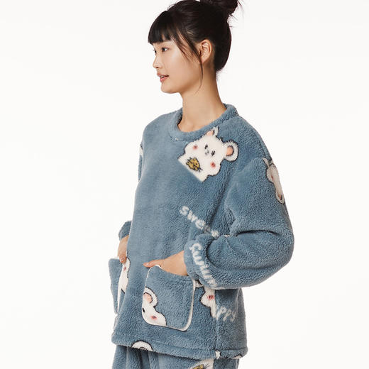 都市丽人生活家居女士特价法兰绒套装双面法兰绒厚家居服长袖睡衣LH22J3 商品图1