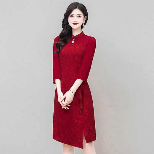 秋款时尚气质婚礼旗袍裙中长款婚宴连衣裙  SS-YM-XBY11 商品图2