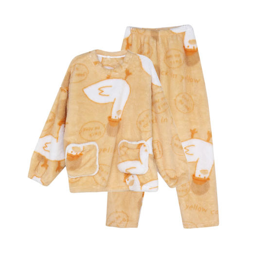 都市丽人生活家居女士特价法兰绒套装双面法兰绒厚家居服长袖睡衣LH22J3 商品图4