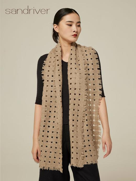 青海玛沁手工氆氇羊绒镂空围巾 SJF94P396W 商品图2