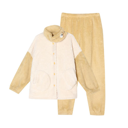 都市丽人舒适外出女士长毛绒套装长毛绒厚家居服长袖睡衣LH29B3 商品图5