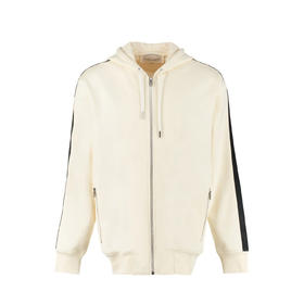 ALEXANDER MCQUEEN 亚历山大.麦昆 男士棉质袖子缝有品牌徽标带拉链连帽运动卫衣 浅黄色 654794 QTX75 0916