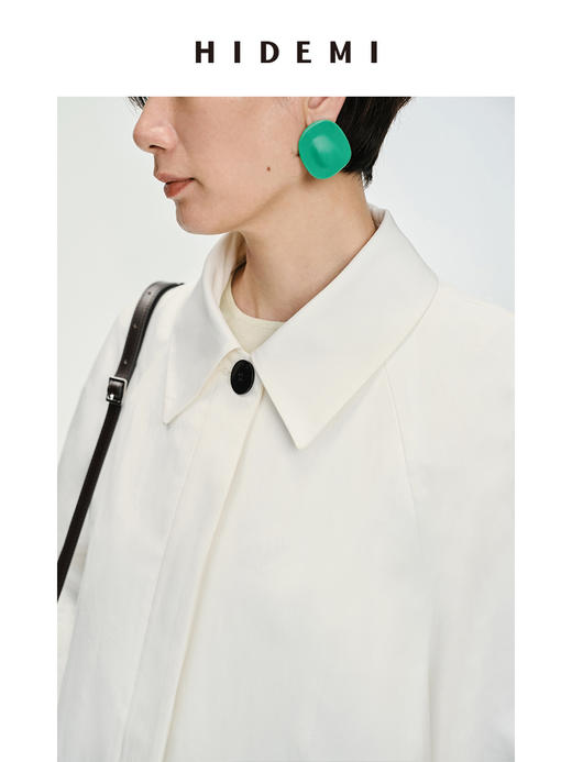 HIDEMI 白色极简设计感印花翻袖廓形风衣 商品图7