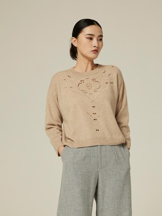 刺绣圆领长袖套衫 SJF94W293K 商品图1