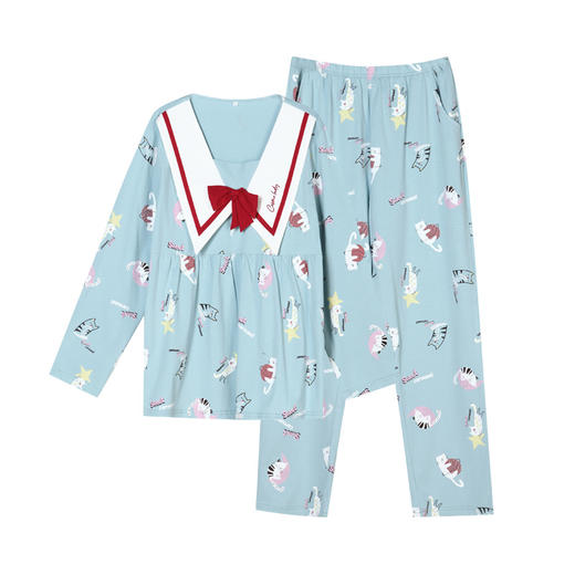 都市丽人生活家居棉质套装无尘棉单面薄家居服长袖睡衣LH22G9 商品图4