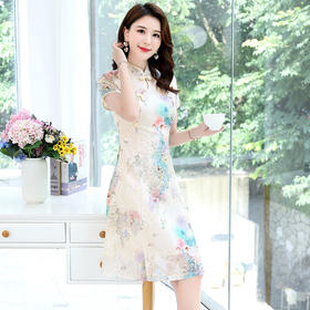 2022夏季新款时尚简约优雅复古式领口设计收腰显瘦中长款连衣裙  HR-XGJ2133