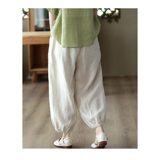 GYH 8315复古砂洗棉麻哈伦裤镂空花边裤休闲裤 商品图3