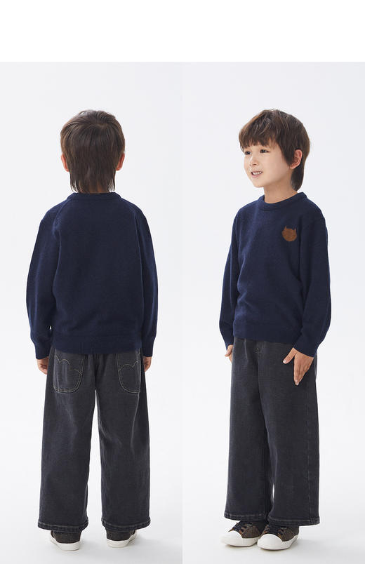 江南布衣童  22年秋款   宽松长袖套头羊绒衫  1M9311600 商品图8