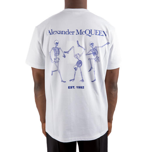 ALEXANDER MCQUEEN 亚历山大.麦昆 男士棉质骷髅徽标印花圆领短袖T恤 白色 711004 QTZ40 0900 商品图2