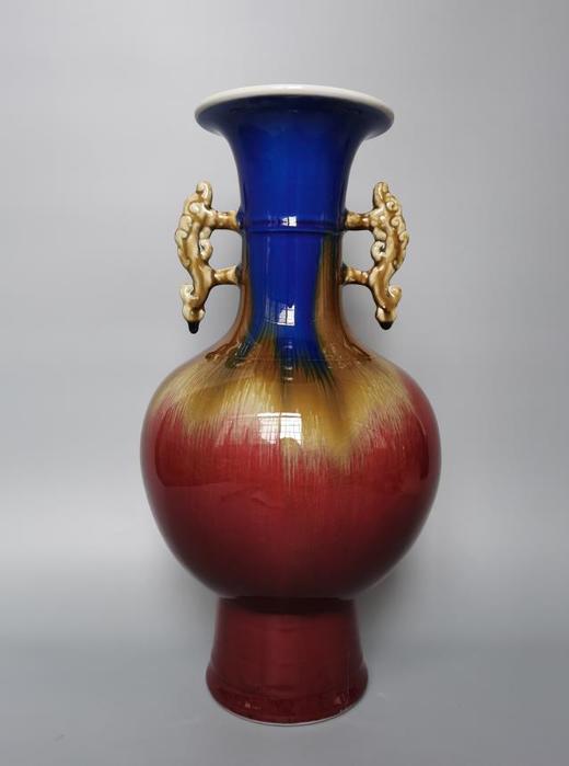 窑变花釉双耳高脚瓶 商品图0