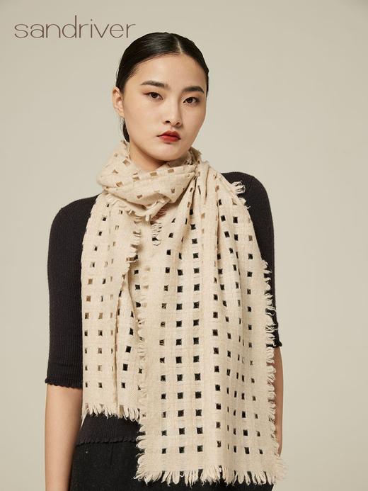 青海玛沁手工氆氇羊绒镂空围巾 SJF94P396W 商品图5