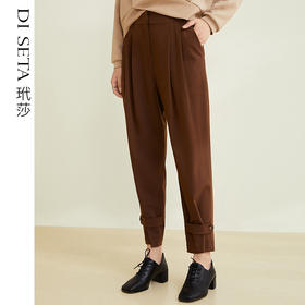 玳莎高腰休闲裤秋新款打褶别致设计感显瘦裤子职业通勤长裤  CC36303