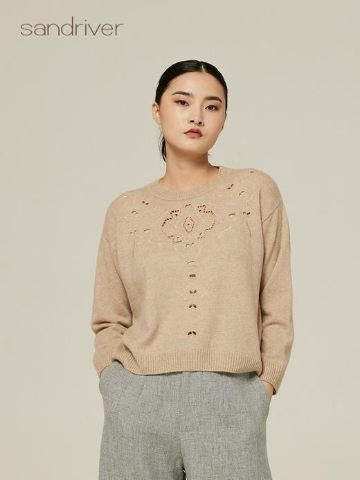 刺绣圆领长袖套衫 SJF94W293K 商品图0
