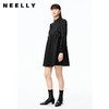 NEELLY纳俪商场同款立领连衣裙女提花刺绣大摆娃娃裙黑色中长款秋N22083Y01117 商品缩略图1