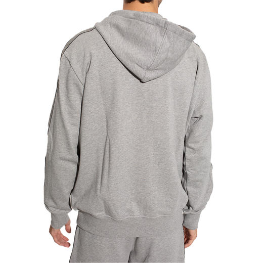 ALEXANDER MCQUEEN 亚历山大.麦昆 男士棉质袖子缝有品牌徽标带拉链连帽运动卫衣 浅灰色 654794 QTX75 0912 商品图2
