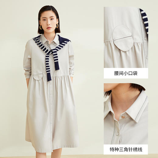 玳莎设计感宽松风衣女秋 通勤显瘦长袖中长款两穿式连衣裙 CC38301 商品图1