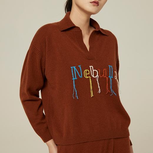 疗愈羊绒|翻领手工刺绣羊绒衫 SJF94W134K 商品图3