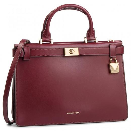 MICHAEL KORS 迈克·科尔斯 MK 女包Tatiana系列大号可拆卸单肩斜跨包手提包时尚提挎公文包 枣红色 30F8GT0S2L OXBLOOD 商品图0