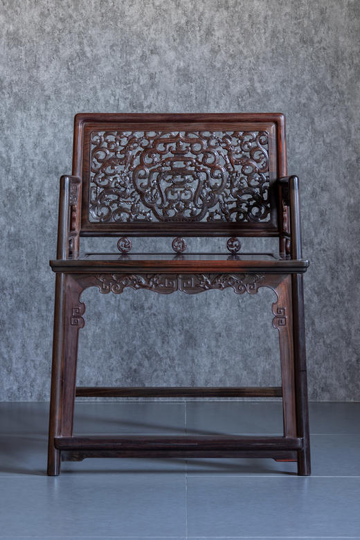 红桥红  家具严选  大红酸枝（交趾黄檀）【螭龙纹 玫瑰椅 三件套】 商品图2