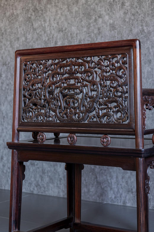 红桥红  家具严选  大红酸枝（交趾黄檀）【螭龙纹 玫瑰椅 三件套】 商品图8