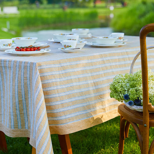 亚麻条纹系列日式ins简约风方形桌布 商品图1
