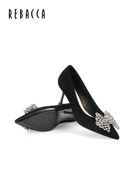 2楼瑞贝卡蝴蝶结气质结婚尖头细跟秋款女鞋25XQ0605 商品图2