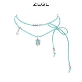 ZEGL设计师郁郁青葱系列郁金香淡水珍珠项链女小众绿色叠戴锁骨链