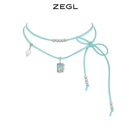 ZEGL设计师郁郁青葱系列郁金香淡水珍珠项链女小众绿色叠戴锁骨链 商品图0