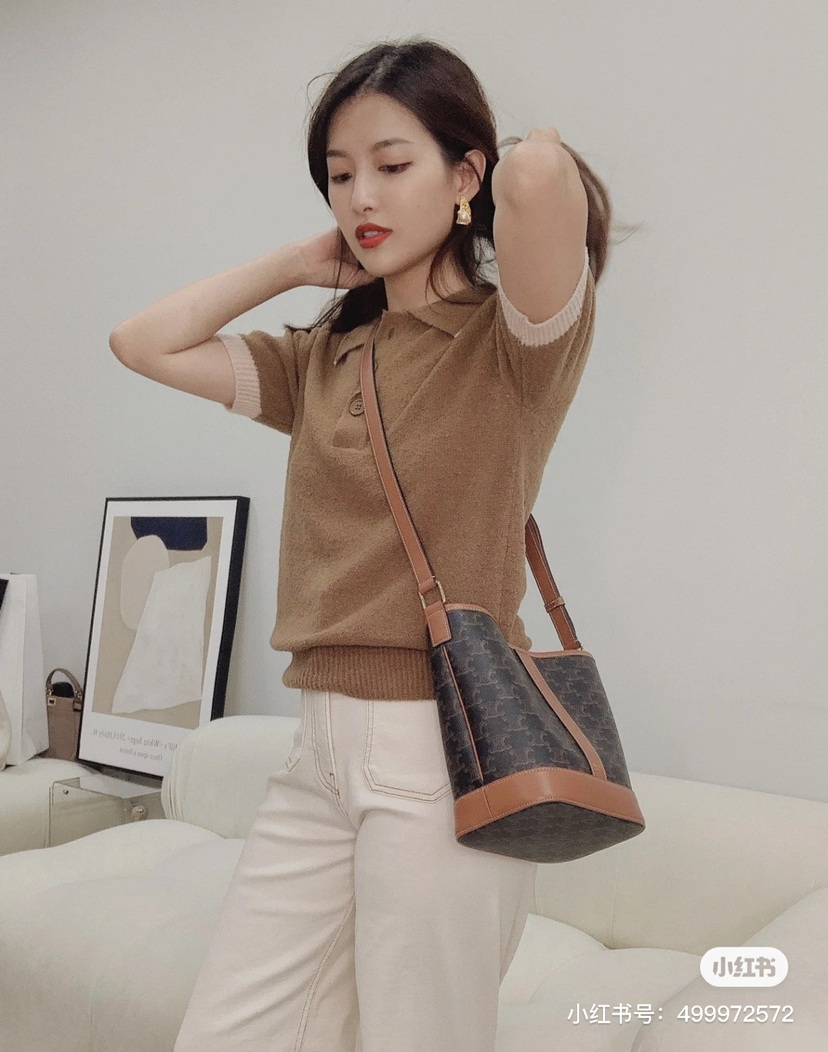 Celine原厂皮老花水桶包小号（限时特价）