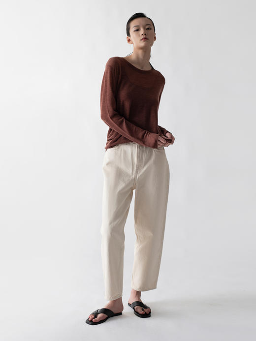 322工房薄如蝉翼百搭打底衫2022您秋冬新款丝光羊毛薄款套头衫女 商品图2