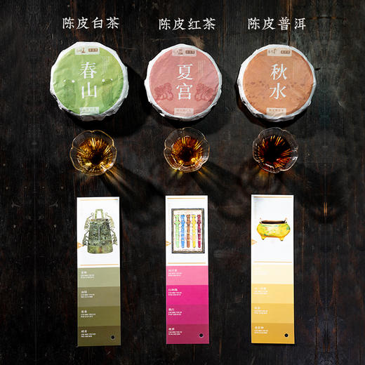 中国色故宫美文创礼盒 非遗大师陈皮普洱白茶红茶茶饼礼盒装288g 商品图2