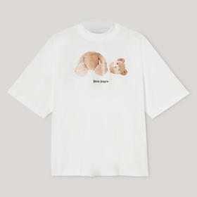 PALM ANGELS 棕榈天使 女士棉质断头熊徽标印花圆领短袖T恤 白色 PWAA017C99JER001 0160