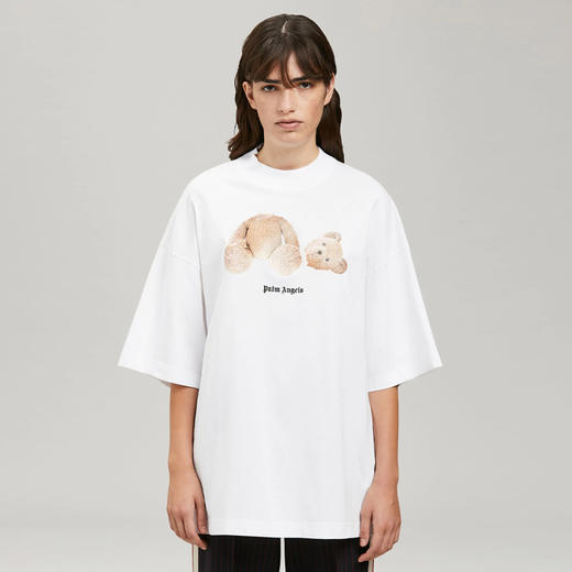 PALM ANGELS 棕榈天使 女士棉质断头熊徽标印花圆领短袖T恤 白色 PWAA017C99JER001 0160 商品图1
