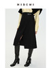 HIDEMI 黑色不对称开衩设计感拼皮扣半身裙皮裙 商品缩略图0