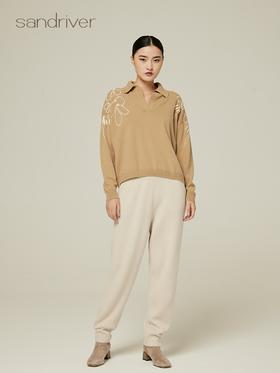 翻领手工刺绣羊绒衫 SJF94W361K